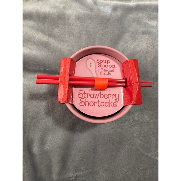 🔥Strawberry Shortcake Pink Ramen Noodle Bowl with a Spoon and Chopsticks BNWT🔥 - Picture 2 of 5